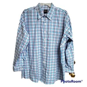 Jos A. Bank Traveler Blue And White Gingham Button Down Shirt Size 2X